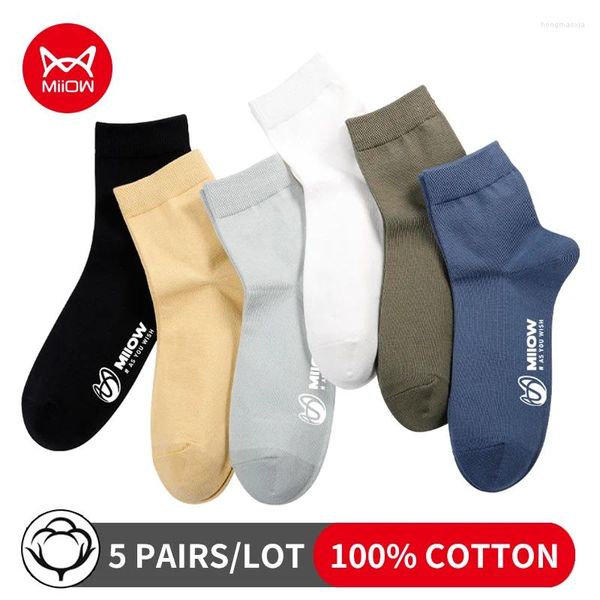 Herrensocken Miiow 5 Paare/Los Cotton Casual Dress Drucken atmungsaktive Haut Lange männliche hochwertige farbenfrohe mittlere Kalb