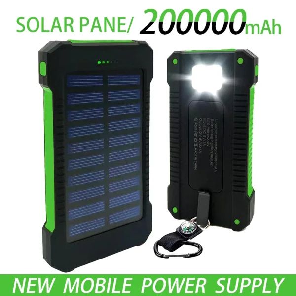 Banks 20000mAh Solar Power Bank de grande capacidade Campo de acampamento ao ar livre Backup Power Power Supply Permo -impermeabilizado Super Fast Frete grátis