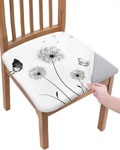 Крышка стулья одуванчика бабочка черная белая подушка сиденья.