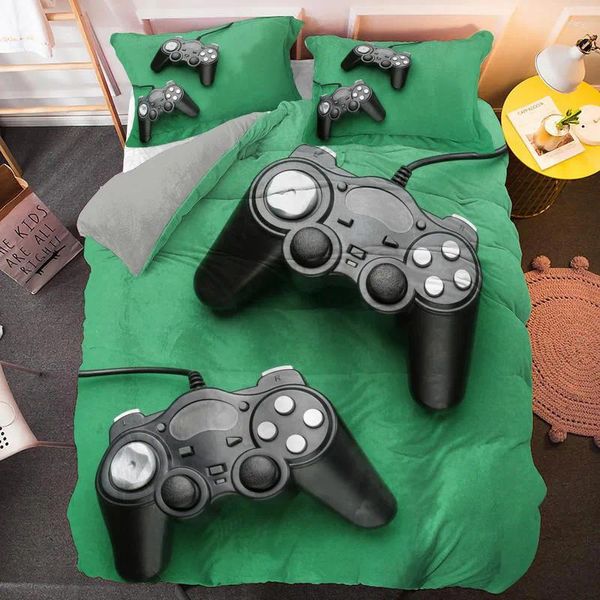 Set di biancheria da letto Copertina di riferimento di giochi 3D Set di gamepad per ragazzi video trapunta console per giocatori moderni 2 o 3 pezzi