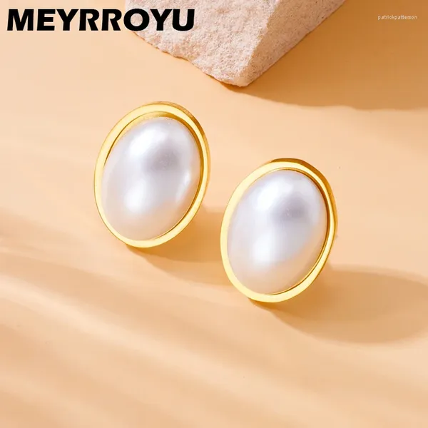 Orecchini per borchie Meyrroyu 316L in acciaio inossidabile a forma di uovo a forma di uovo per le perle perle perle perle perle stalloni di gioielli piercing semplici per le donne