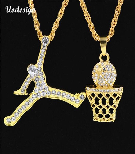 Uodeign hip hop ghiacciato bling rino piena numero 23 sport man pendenti collane collana di colore oro per uomini gioielli 41817985807064