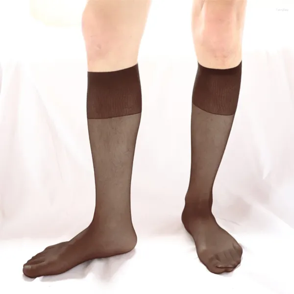 Мужские носки сексуальные ультратонкие прозрачные деловые средние труб