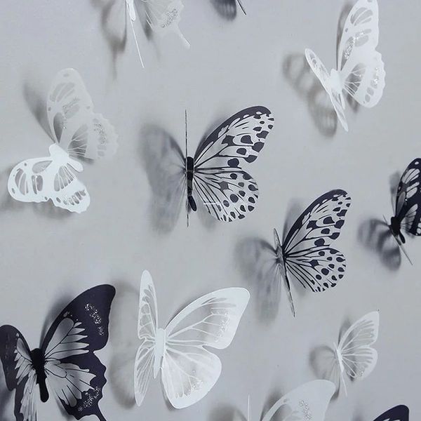 18pcslot Kristall Schmetterlinge 3D -Wandaufkleber schönes Schmetterling Wohnzimmer für Kinder Abziehbilder Home Dekoration 240410