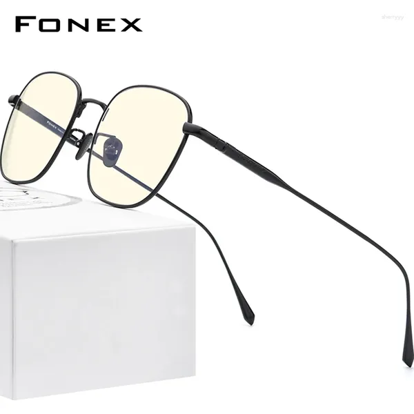 Sonnenbrillen Frames Fonex Pure Titanium Anti Blue Light Blocking Brille Frauen 2024 Vintage Runde Anti-Blau-Strahlen Computer Brille Männer Männer