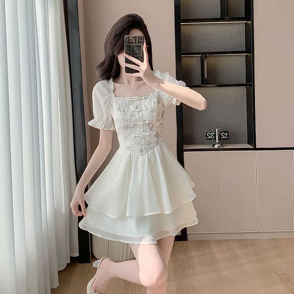 Huang2024 Summer Nuovo gonna in stile Elegante stile femminile High Waist Slip Small Dress New Chinese Short Style Fresh