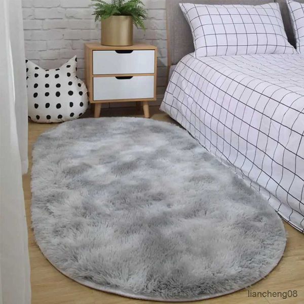 Badmatten flauschiger ovaler Teppich Teppiche für Wohnzimmer Wohnkultur Schlafzimmer Kinderzimmer Bodenmatte Dekoration Salon Stapel Teppich 40*60 cm Plüsch Teppich