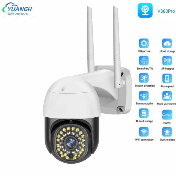 Câmeras IP V380 Pro 3MP Vigilância ao ar livre Câmera IP Wireless Home Smart Duas maneiras pelas quais a câmera de segurança Wi -Fi de áudio CCTV 24413