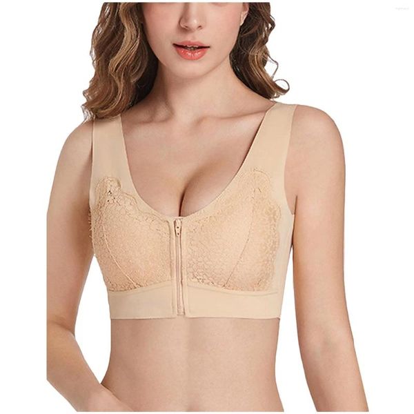 Bras Sexy Push Up Up Fechamento frontal confortável Brassiere sem fio Bralette fino sem costura para mulheres plus size esportivo