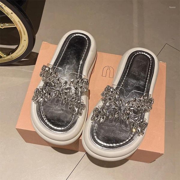 Slippers PVC Crystal Luxury Women Flats Shoes Summer Transparent Sandal