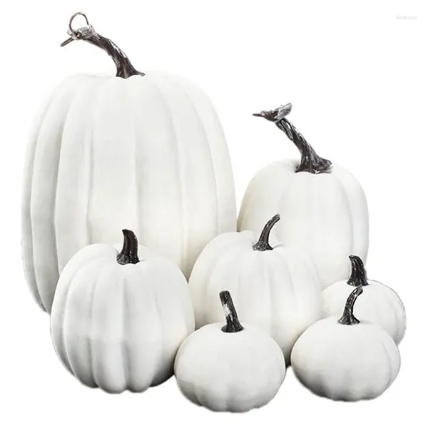 Decorazione per feste -Halloween bianco artificiale in schiuma di zucca di zucca core del ringraziamento di Halloween 7 pezzi