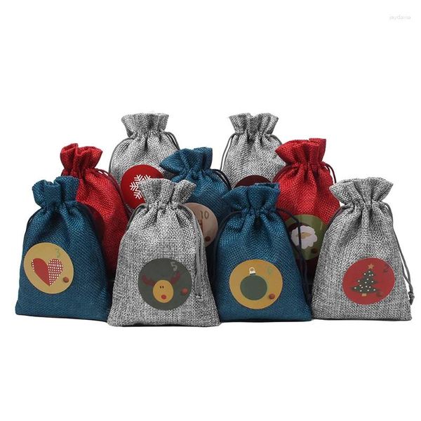 Decorações de Natal 24pcs Bolsas de presente de casamento bolsas com bolsa de linho armazenamento por atacado para jóias de bolsas de cordão de viagem