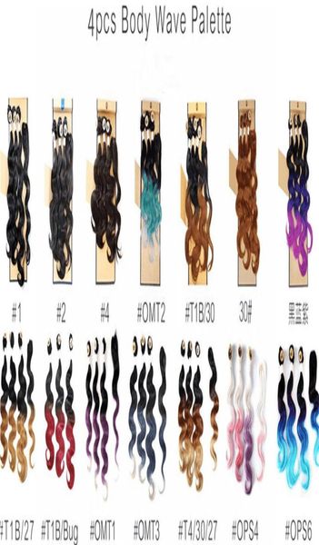 Cabelo de onda corporal Tecidas de cabelo 4pcslotone 220gram Machine Pacote de trama dupla com fechamento de renda em extensões de cabelo Weaves Closure8774265