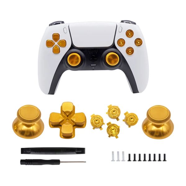 Aksesuarlar 7pcs PS5 Alüminyum Metal D Pad Analog Kurşun Düğmeleri PlayStation 5 Denetleyici Başsavanları Yedek Krom