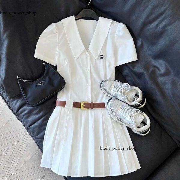 Vestido miumiubag designer feminino de alta qualidade camisas de moda de luxo de luxo whitedress moda clássica bordou-deco