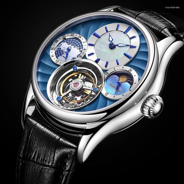 Orologi da polso aesop meccanico di lussuosi wriswatchs maschio tourbillon scheletro orologio cavo orologio salva impermeabile orologio