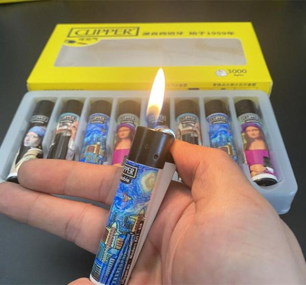 2021 Original Clipper Leichter Metallschleiftrad Butan Gas Leichter Nylon Torch Fire Geschenkbox Verpackung für Sammlung Männer 7158887