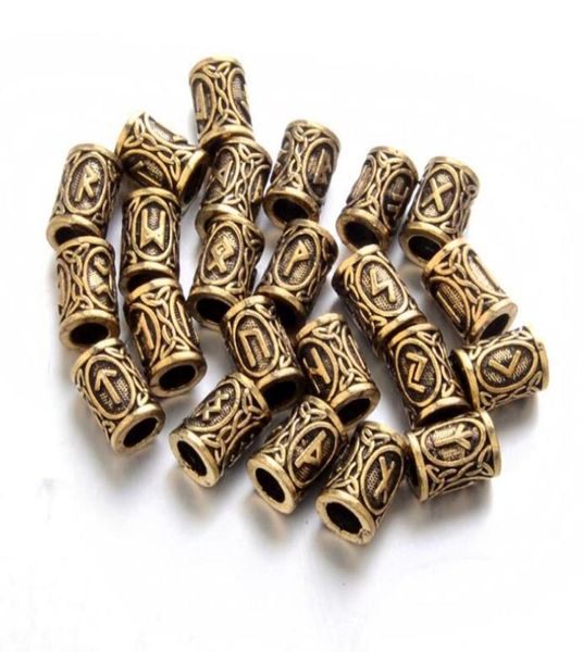 24 pcs Top Silber Norse Viking Runes Charms Perlen -Befunde für Armbänder für Halskette für Bart oder Haare Rune Kits7914430