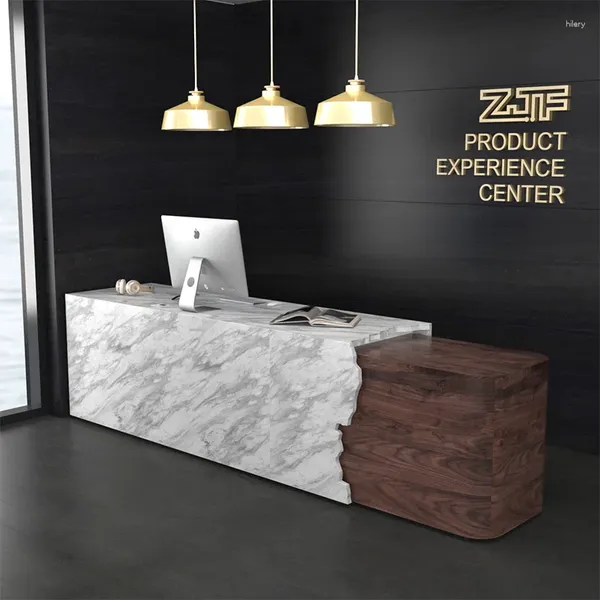 Piastre decorative El Service Reception Counter Cassiere Azienda Informazioni frontali per scrivania per ufficio extra lunghe