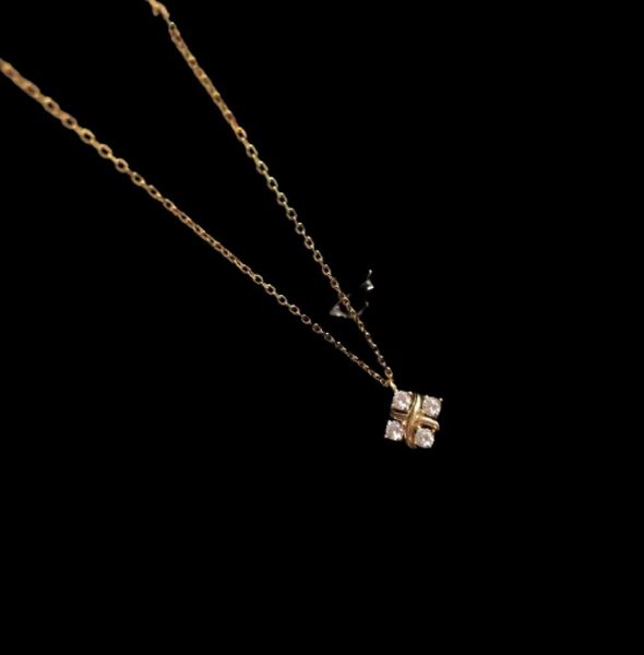 Designer di lusso Schlumberger Necklace Top Sterling Sterling Sterling 14K Crystal Zircone Square Charch Cross Coke Short Chain Short FO9836863