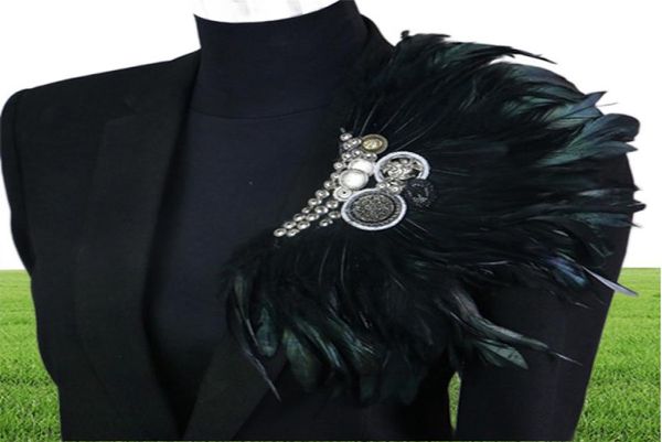 Boutonniere Clips Collar Broche Broche Pin Wedding Bussiness Suits Banquet Broche Black Feather Anchor Flower Corsage Party Bar Singer LJ1533403