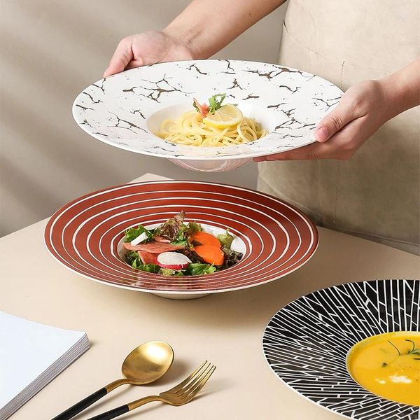 Placas 11 polegadas Chapéu de palha de palha Placa de porcelana Criativa Nórdica Creative Spaghetti Pasta Especial para restaurantes El