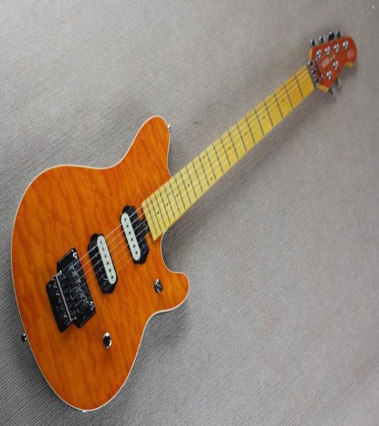 Edward Van Halen Wolf Müzik Adamı Ernie Ball Eksen Portakal Alev Maple Top Electric Guitar Tremolo Köprüsü Arka Kapak Stock8307359