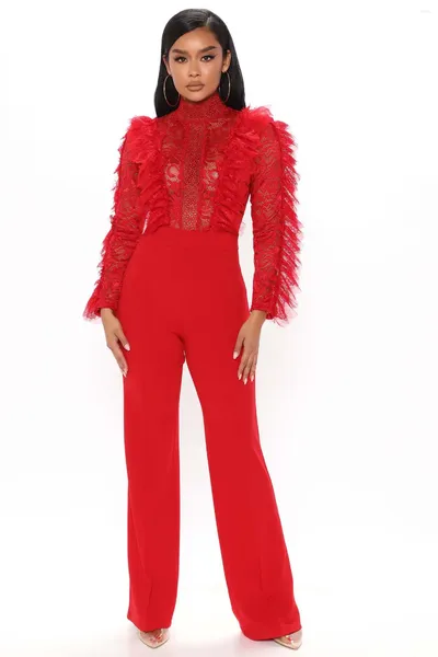 Ethnische Kleidung 2024 afrikanische Kleidung für Frauen Herbst Winter Langarm O-Neck weiß roter schwarzer Polyester Jumpsuit
