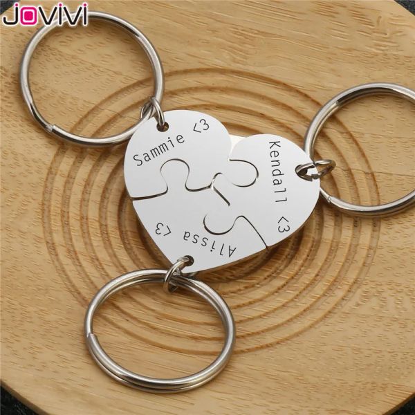 Ringe Jovivi neuer personalisierter benutzerdefinierter Anfangsname Herz Puzzle Schlüsselbund Edelstahl Familie Beste Freunde BFF Jigsaw Stücke Schlüssel Ring