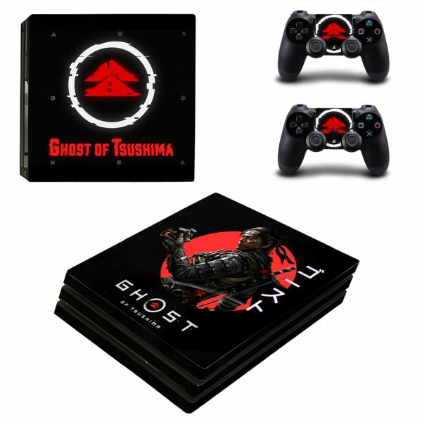 Наклейки Призрак Tsushima PS4 Pro Stickers Игровая станция 4 наклейка на кожу наклейка для PlayStation 4 PS4 Pro Console Controller Controller Vinyl