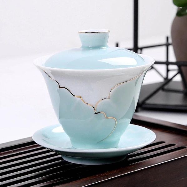 Copas de copos pires de grau Bone China Coffee Cup e Capa Bowl Creative European Tea Set Party Home Tarde Tarcup Porcelana 215ml