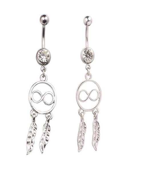 Lucky 8 Dream Catcher Feather Rhinestone Piercing Bully ANELLO NAVEL RINGHI BIBBEGGIO PIERCING INDIANO2504600