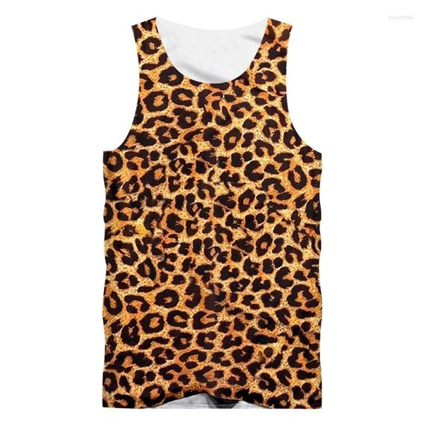 Tops da uomo 2024 Modello leopardo 3D stampato in 3D Summer Trendy Guide di fitness oversize di oversize abbigliamento da palestra unisex senza maniche