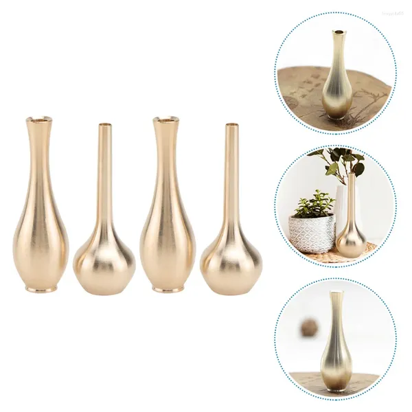 Vasi 4 pezzi Vase Vase Creative Desktop Centrotavola per matrimoni in metallo Nice Tabelle delicate Ornament Pure Ramio