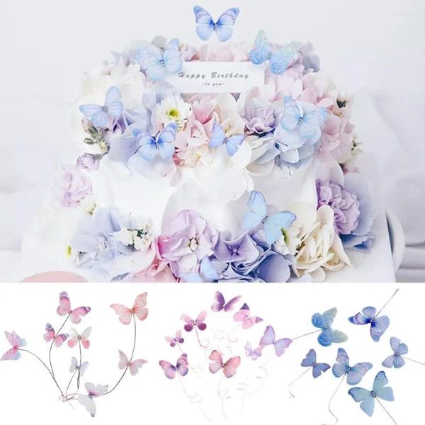 Decorazione per feste 2 set Toppers Design Butterfly Design innovativo Realistic Baking Insert Cards Wedding Forniture
