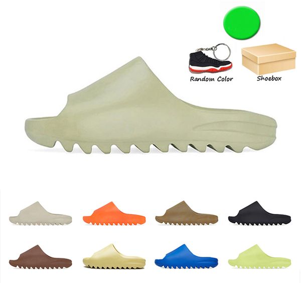 Designer Slide Bone Resin Mens Slippers Summer Glow Green Desert Sand Brown Foam Runner Sandal Womens Onyx Carbono Aluminium Flip Flip Tamanho 36-45 EUR