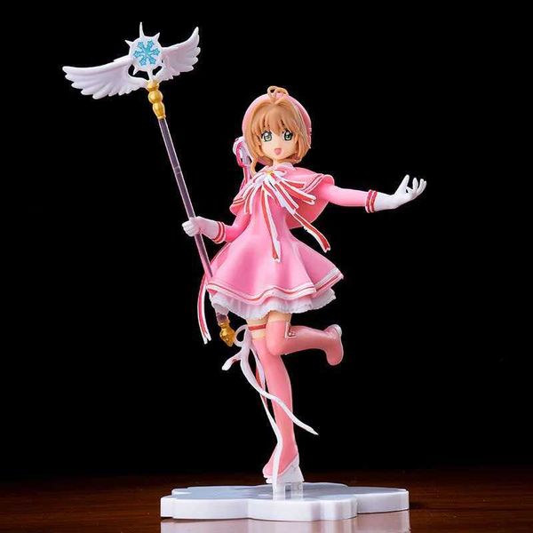 Аниме манга 17см 2023 Новый аниме -карт похититель Kinomoto Pink Sakura Kawaii Фигура фигура PVC Модели игрушки кукла кукла