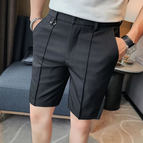 Sommer knielange dünne Shorts für Men Clothing Business Casual Slim Fit Büro Kurzes Homme Plus Size 28-38 Verkauf 240409