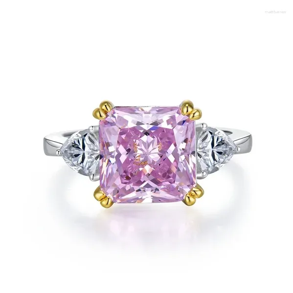 Anelli a grappolo S925 argento ad alto diamante carbone ad alto carbone 5- materassino anello rosa giallo simulazione madre gioielleria da sposa all'ingrosso