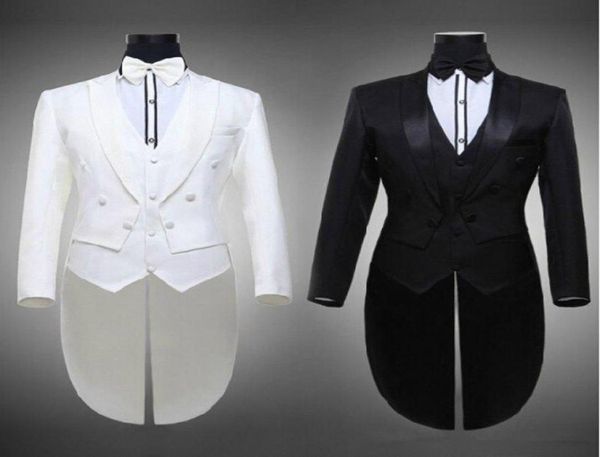 2016 Tailcoat Bräutigam Tuxedos Mann Groomsmen Männer Hochzeitsanzüge Notch -Revers -Performance -Anzug Schwarz weiße Jackepantstie9767408