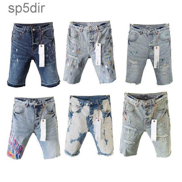 Designer viola maschile jeans pantaloncini hip hop casual ginocchio corto linght jean abbigliamento 29-40 size 9uq8