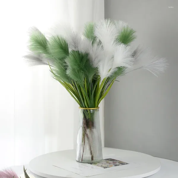 Flores decorativas de 56 cm de grama artificial de pampas com folha para decoração de casamento em casa vaso de parede de flores diy cana de planta falsa