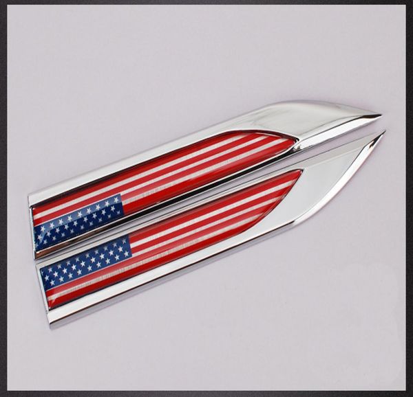 2pcs EUA para o American Flag Motors Blade Decalk Landmark 3D emblemas de emblema de metal adesivos de metal1251342