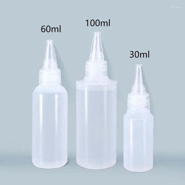 Bottiglie di conservazione 10pcs 30-100 ml di colla in plastica vuota MATERIALE PE con coperchi a vite Scheezione goccia liquida per inchiostro Contenitore