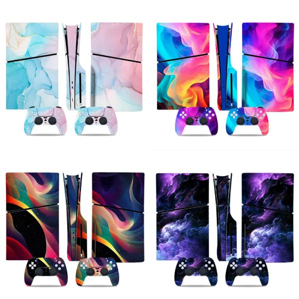 Adesivos gamegenixx ps5 slim disco skin skin skin graffiti design protetora de vinil tampa para console de disco slim ps5 e 2 controladores