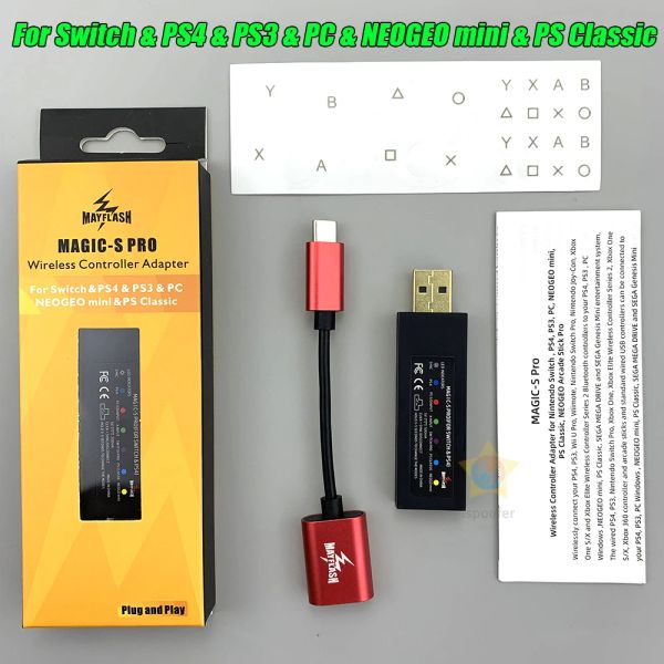 Acessórios Atacos Mayflash Magics Pro Wireless Controller Adapter para Nintend Switch/for PS4/para PS3/para Neogeo Mini/para PS Classic