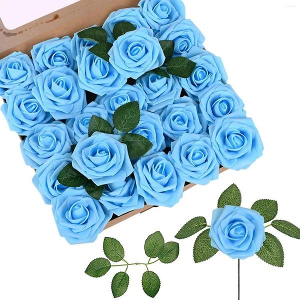 Flores decorativas com aparência real de rosas falsas Flor artificial Facilmente cuidado e durável para decoração diária ou aniversários