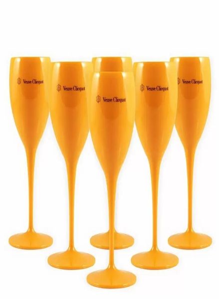 Moet Cups Akrilik Kırılmaz Şampanya Şampiyonu 6pcs Turuncu Plastik Şampanya Flütleri Akrilikler Partisi Wineglass Moets Chandon 6834759