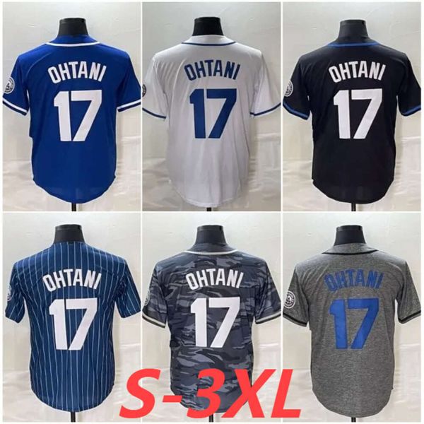 Dodgers Beyzbol Formaları Shohei Ohtani Camo Mavi Beyaz Gri Krem Erkekler Ed Jersey Boyut S M L XL 2XL 3XL X