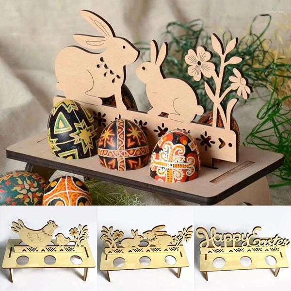 Decoração de festa Páscoa Easter Storage Racker Hen Happy Decorations for Home Organizer Shop Windows Ornament